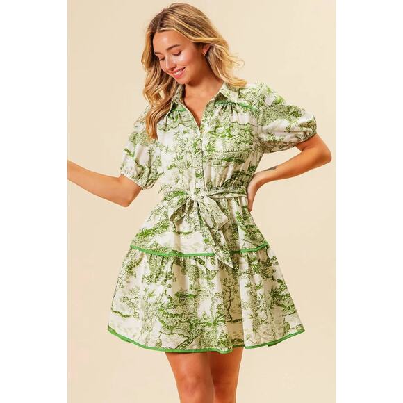 BiBi Woven Printed Tiered Dress - Picture 16 of 16